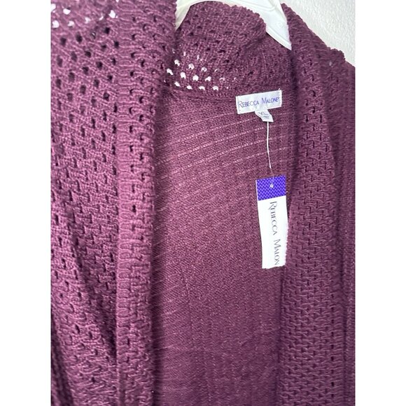 Rebecca Malone Dark Ruby Purple Knit Longline Cardigan Sweater Size XL - Picture 2 of 9